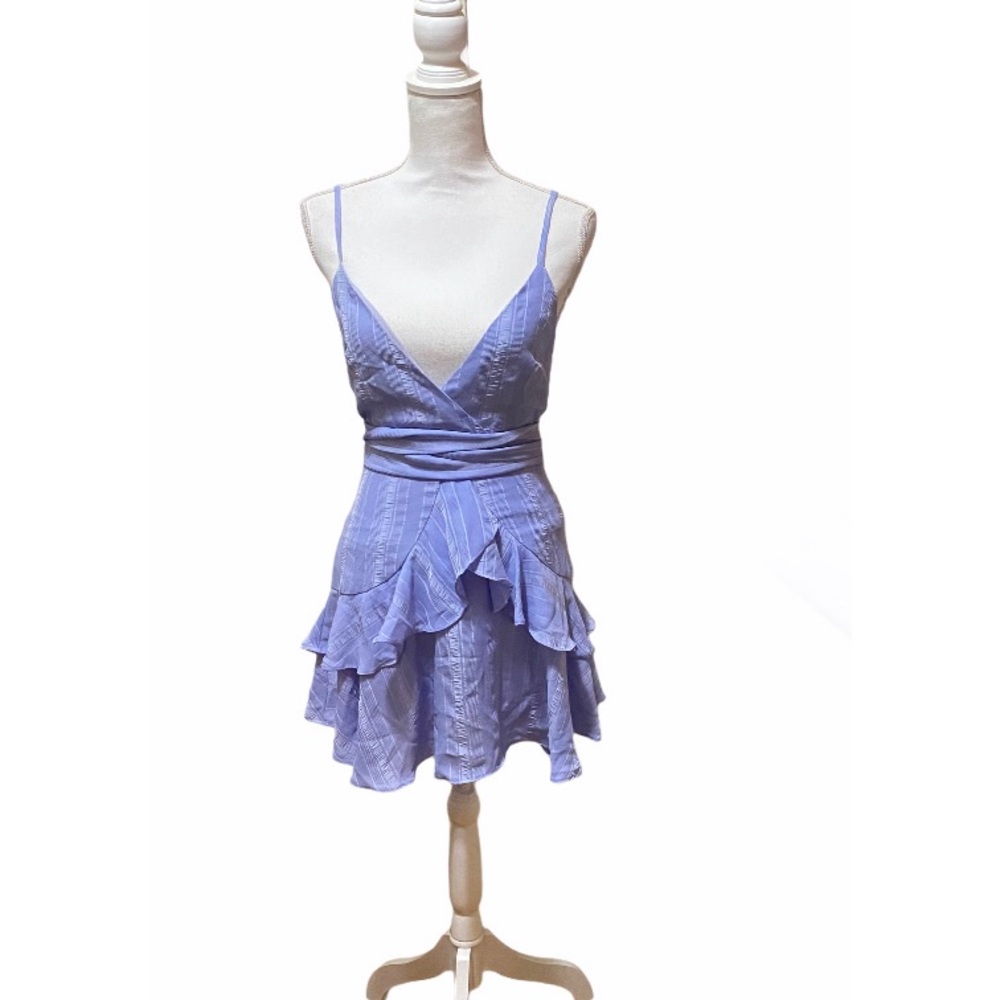 Saints + Secrets  Blue Empire Waist Ruffle Dress